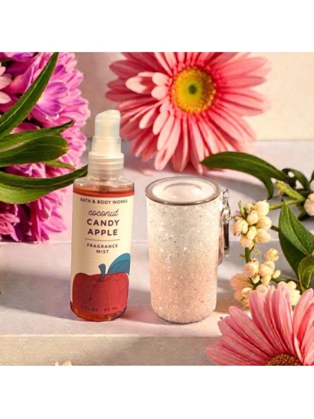 Coconut Candy Apple Fragrance Mist and Sparkling Gems Holder Set